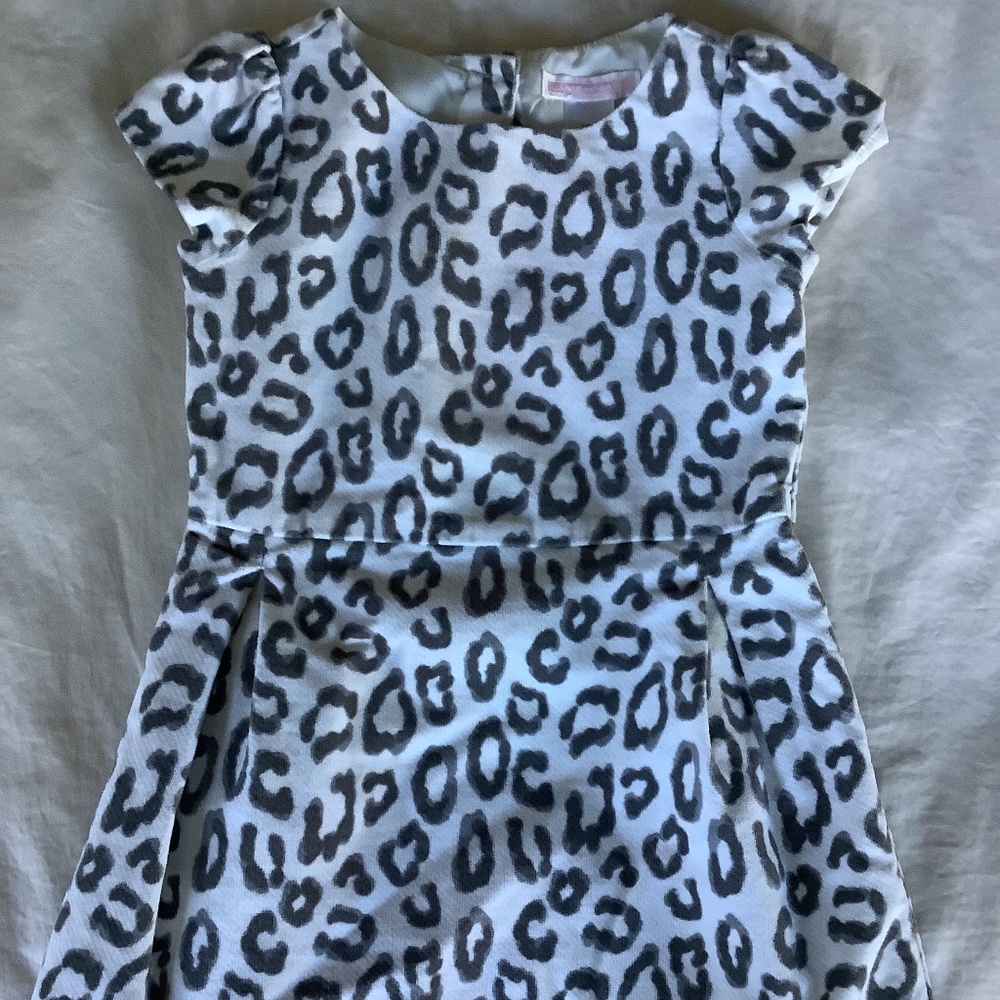 Girls Janie and Jack Grey Leopard Print Dress